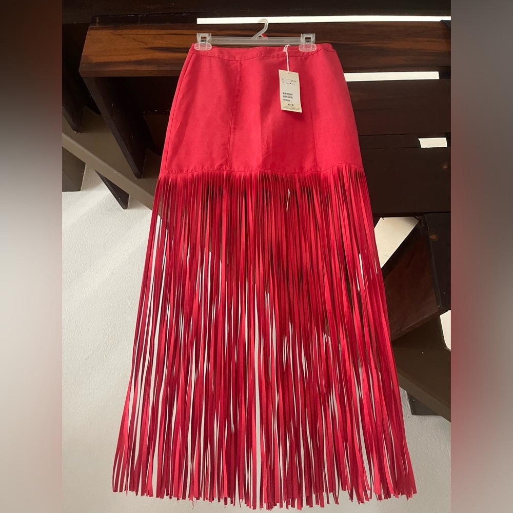 Coachella fringe Mini red skirt | H&M